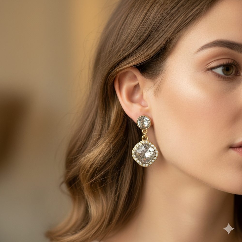 D'Bello Women's NWT Silver & Gold Gem Dangle Earrings 🐈